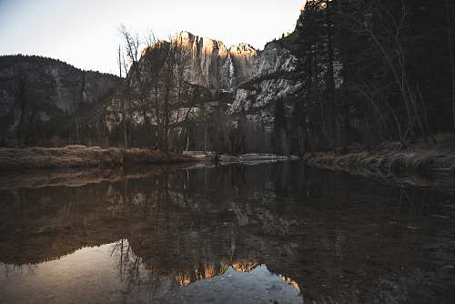 united states rock mountain reflected on water tree